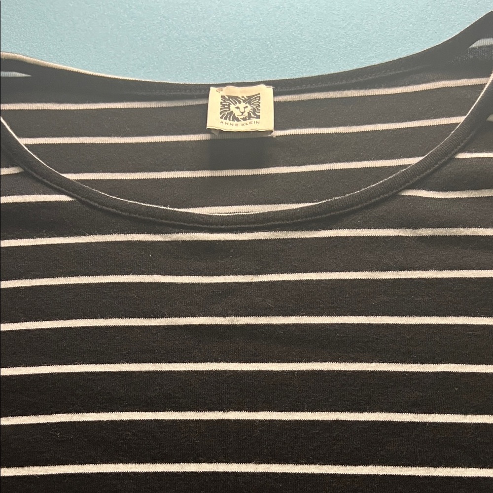 Anne Klein Black and White Striped Top
